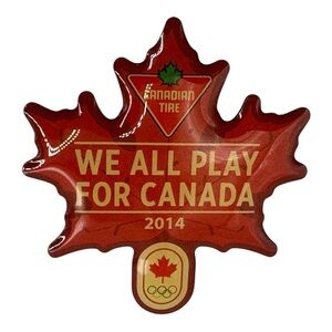 Canadian Tire 2014 Olympics Maple Leaf Pin – “We All‎ Play for Canada” 1” Enamel